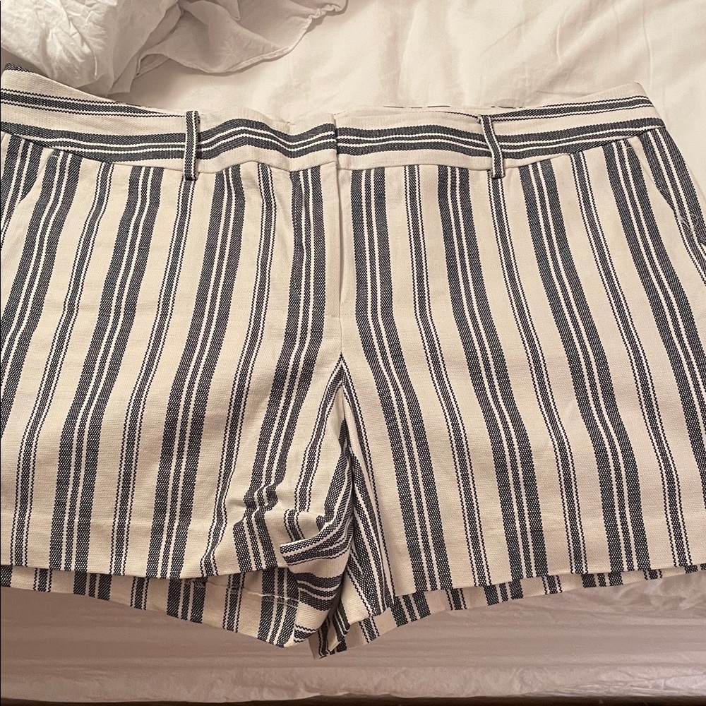 Ann Taylor Signature Striped Cream and Navy Women’s Shorts